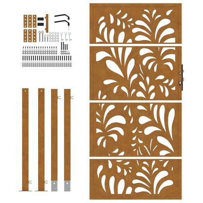 Gartentor 100x200 cm Verwitterungsstahl Wellendesign