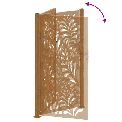 Gartentor 100x200 cm Verwitterungsstahl Wellendesign