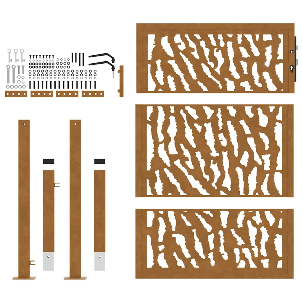Gartentor 100x125 cm Verwitterungsstahl Trace-Design