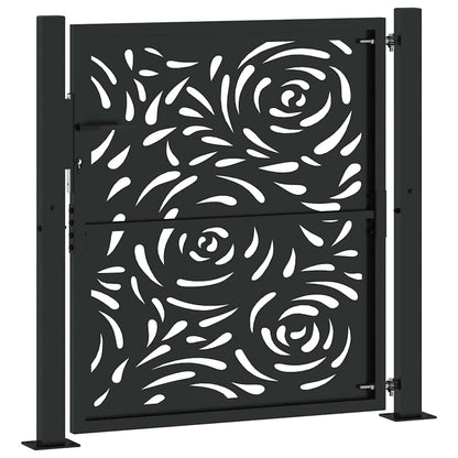 Gartentor Schwarz 100x100 cm Stahl Flammendesign
