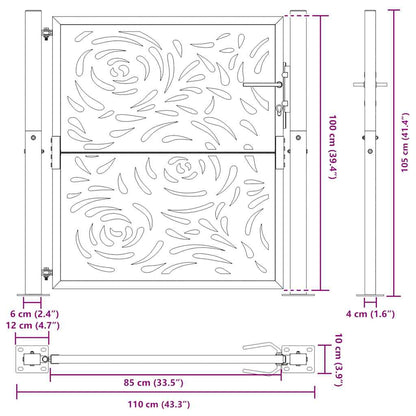 Gartentor Schwarz 100x100 cm Stahl Flammendesign