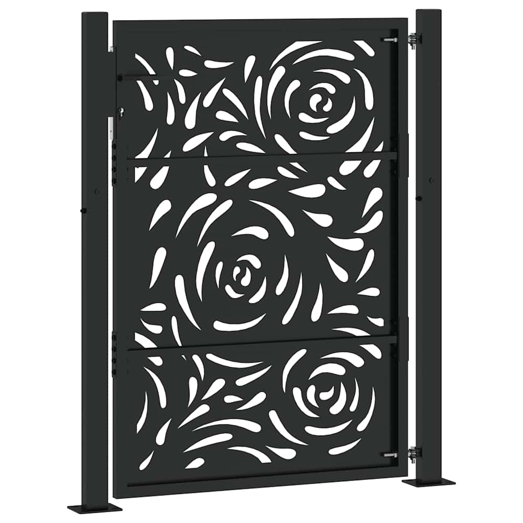 Gartentor Schwarz 100x125 cm Stahl Flammendesign