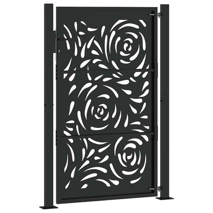 Gartentor Schwarz 100x150 cm Stahl Flammendesign