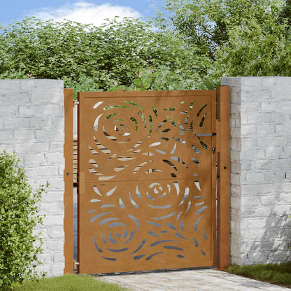 Gartentor 100x100 cm Verwitterungsstahl Flammendesign