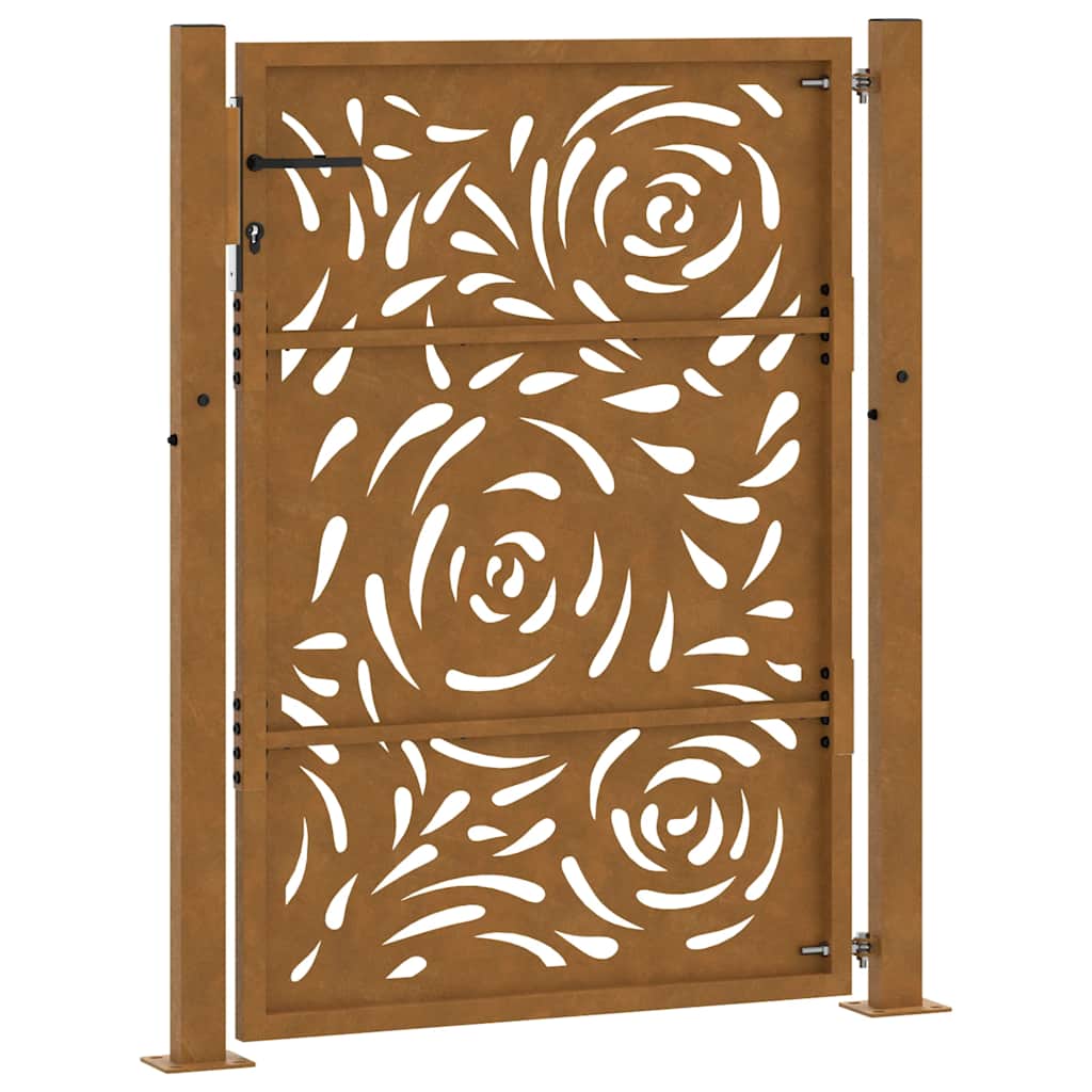 Gartentor 100x150 cm Verwitterungsstahl Flammendesign