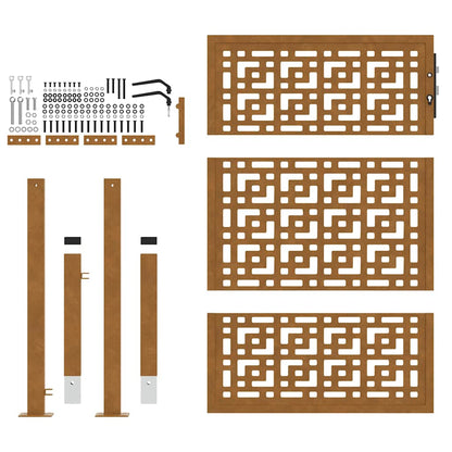 Gartentor 100x150 cm Verwitterungsstahl Kreuzdesign