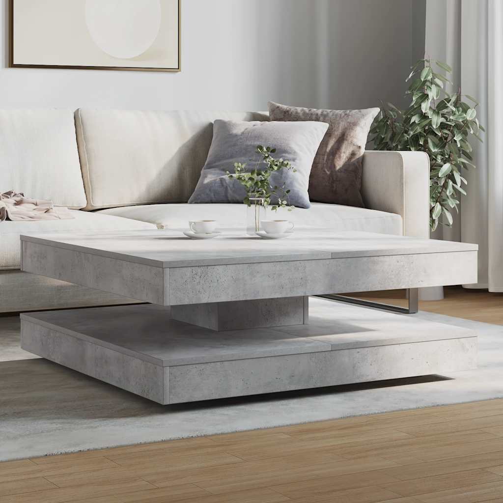 vidaXL Table basse pivotante à 360 degrés gris béton 90x90x34,5 cm