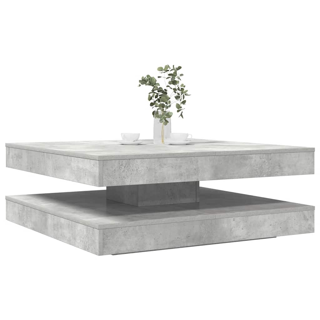 vidaXL Table basse pivotante à 360 degrés gris béton 90x90x34,5 cm