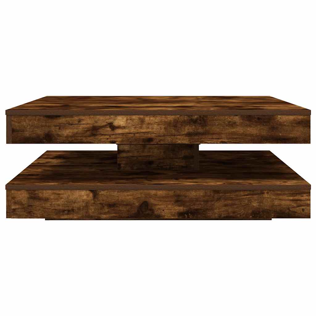 vidaXL Table basse pivotante à 360 degrés Chêne fumé 90x90x34,5 cm