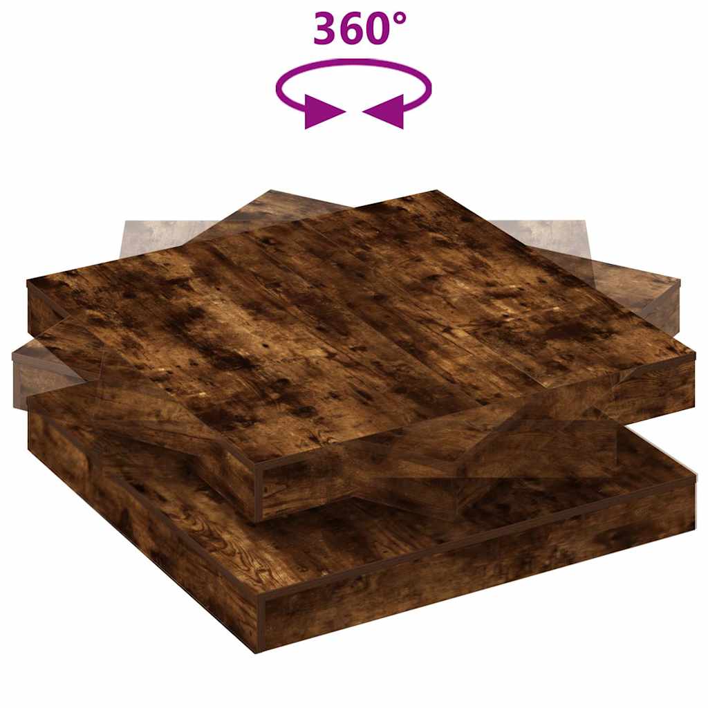 vidaXL Table basse pivotante à 360 degrés Chêne fumé 90x90x34,5 cm