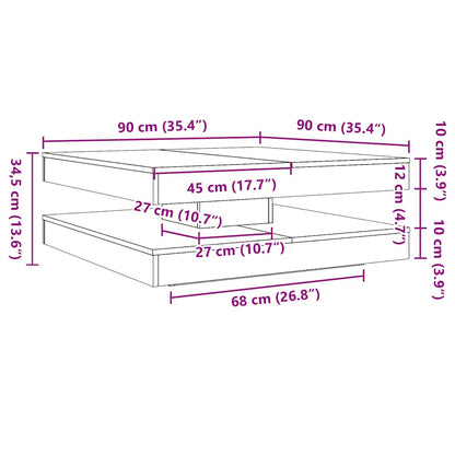 vidaXL Table basse pivotante à 360 degrés Chêne fumé 90x90x34,5 cm