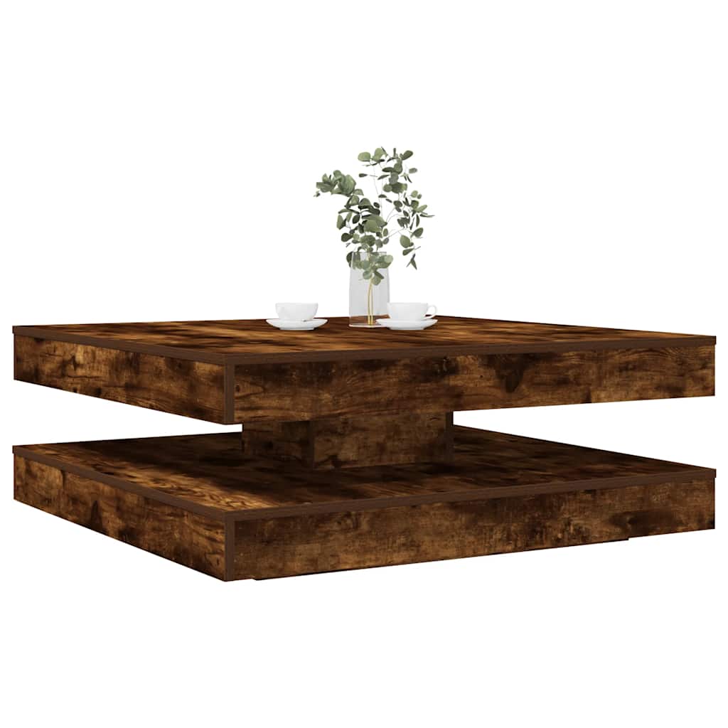 vidaXL Table basse pivotante à 360 degrés Chêne fumé 90x90x34,5 cm