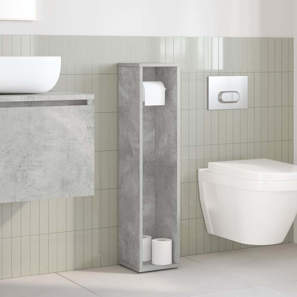 Badezimmerschrank mit Rollenhalter Betongrau 20,5x20x90 cm