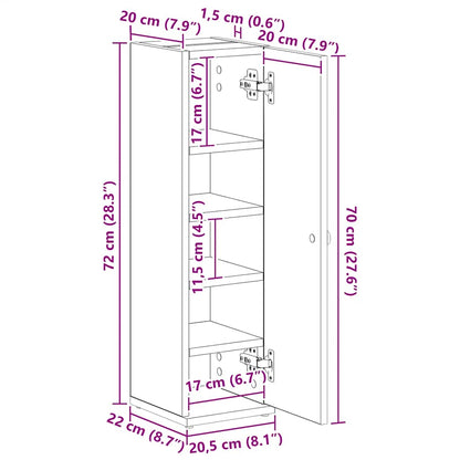 vidaXL Badezimmerschrank mit Rollenhalter Schwarz 20,5x22x72 cm