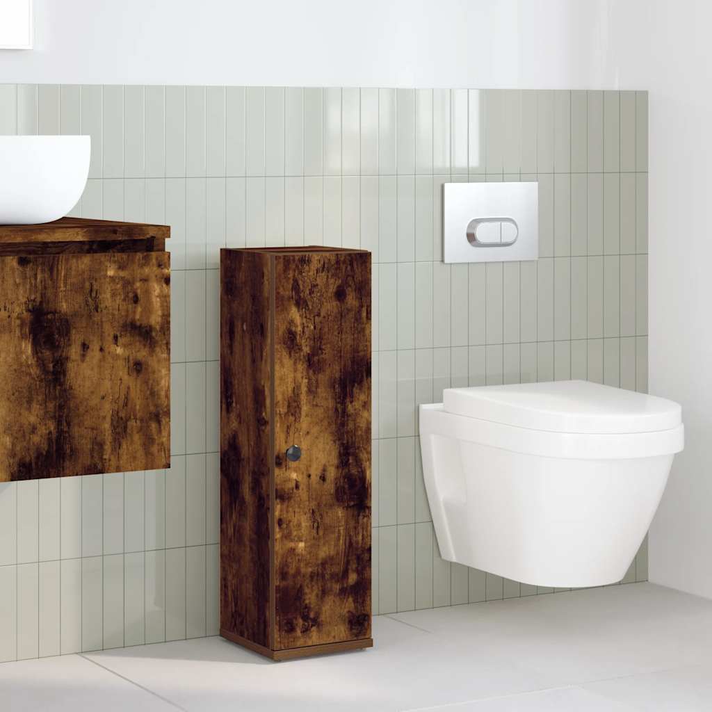 vidaXL Badezimmerschrank mit Rollenhalter Räuchereiche 20,5x22x72 cm