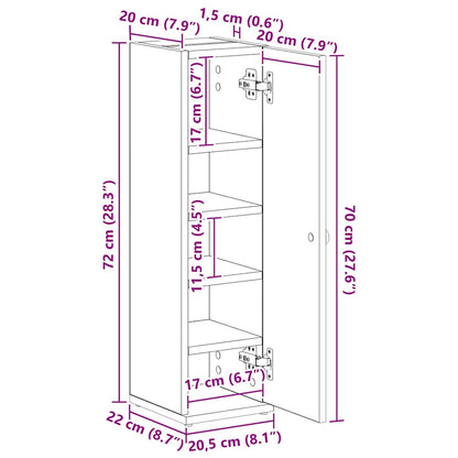 vidaXL Badezimmerschrank mit Rollenhalter Grau Sonoma 20,5x22x72 cm