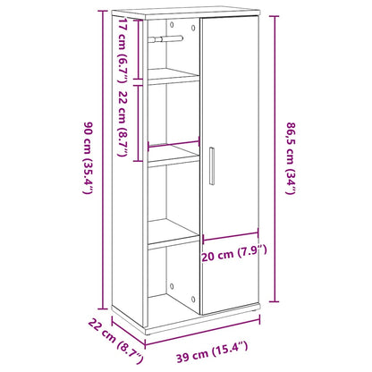 vidaXL Badezimmerschrank mit Rollenhalter Weiß 39x22x90 cm