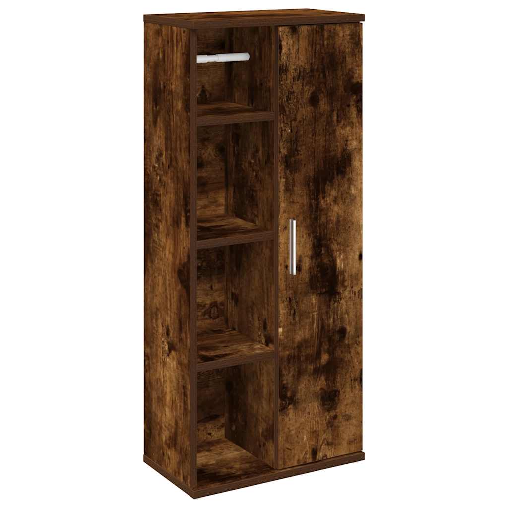 vidaXL Badezimmerschrank mit Rollenhalter Räuchereiche 39x22x90 cm