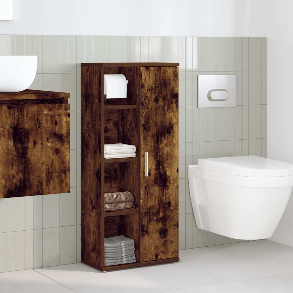 vidaXL Badezimmerschrank mit Rollenhalter Räuchereiche 39x22x90 cm
