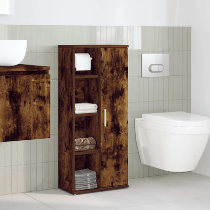 vidaXL Badezimmerschrank mit Rollenhalter Räuchereiche 39x22x90 cm