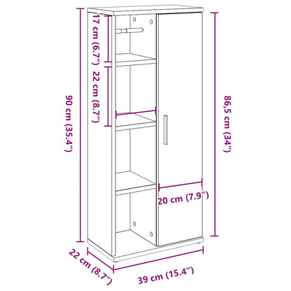 vidaXL Badezimmerschrank mit Rollenhalter Räuchereiche 39x22x90 cm