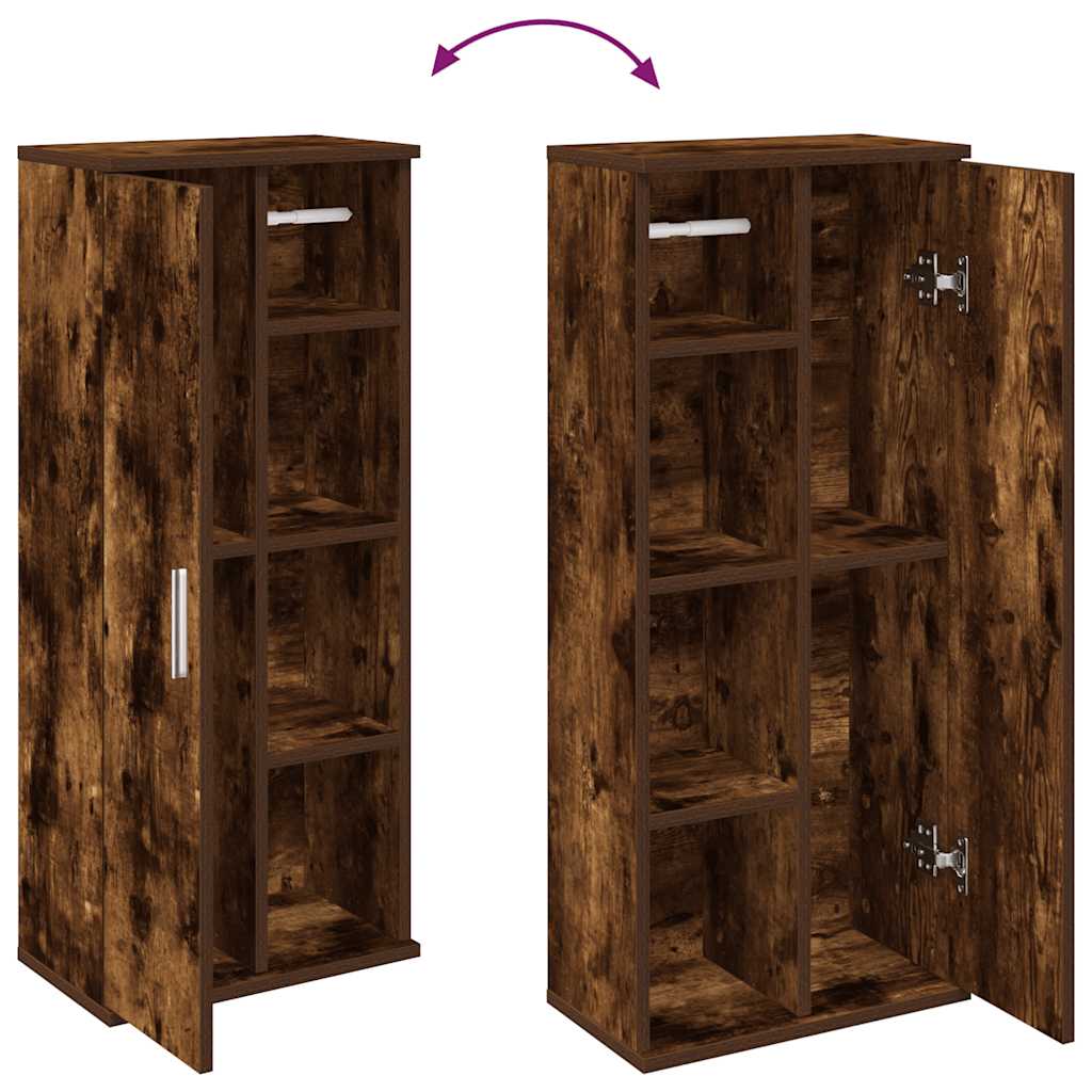 vidaXL Badezimmerschrank mit Rollenhalter Räuchereiche 39x22x90 cm