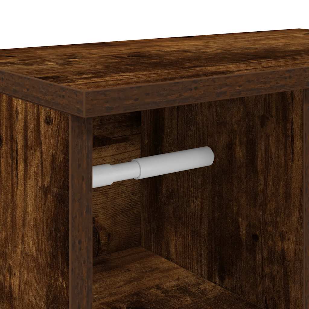 vidaXL Badezimmerschrank mit Rollenhalter Räuchereiche 39x22x90 cm