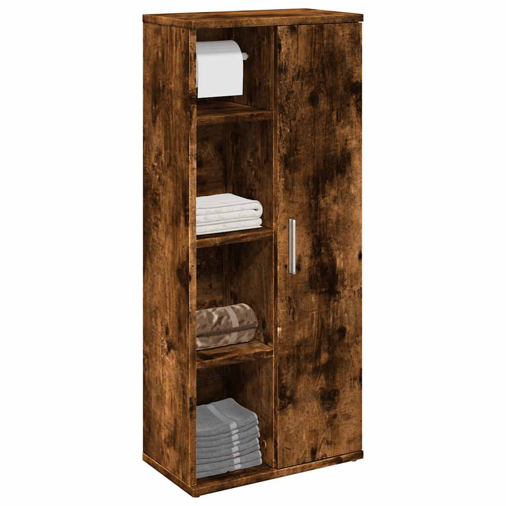 vidaXL Badezimmerschrank mit Rollenhalter Räuchereiche 39x22x90 cm