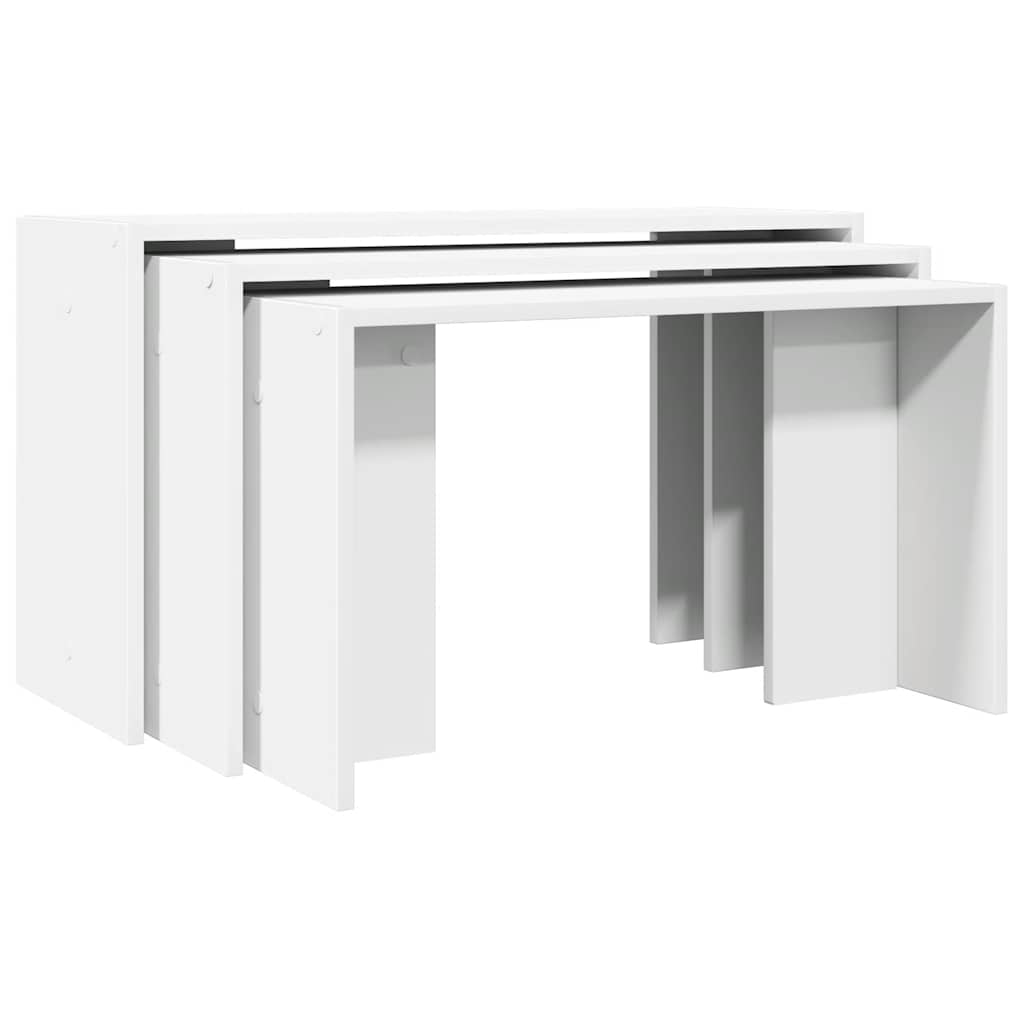vidaXL Tables gigognes 3 pcs Blanc Bois d'ingénierie