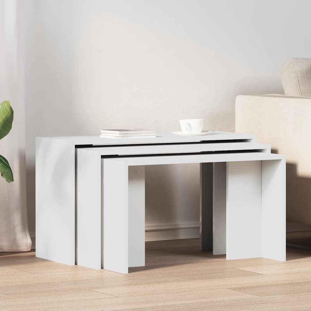 vidaXL Tables gigognes 3 pcs Blanc Bois d'ingénierie