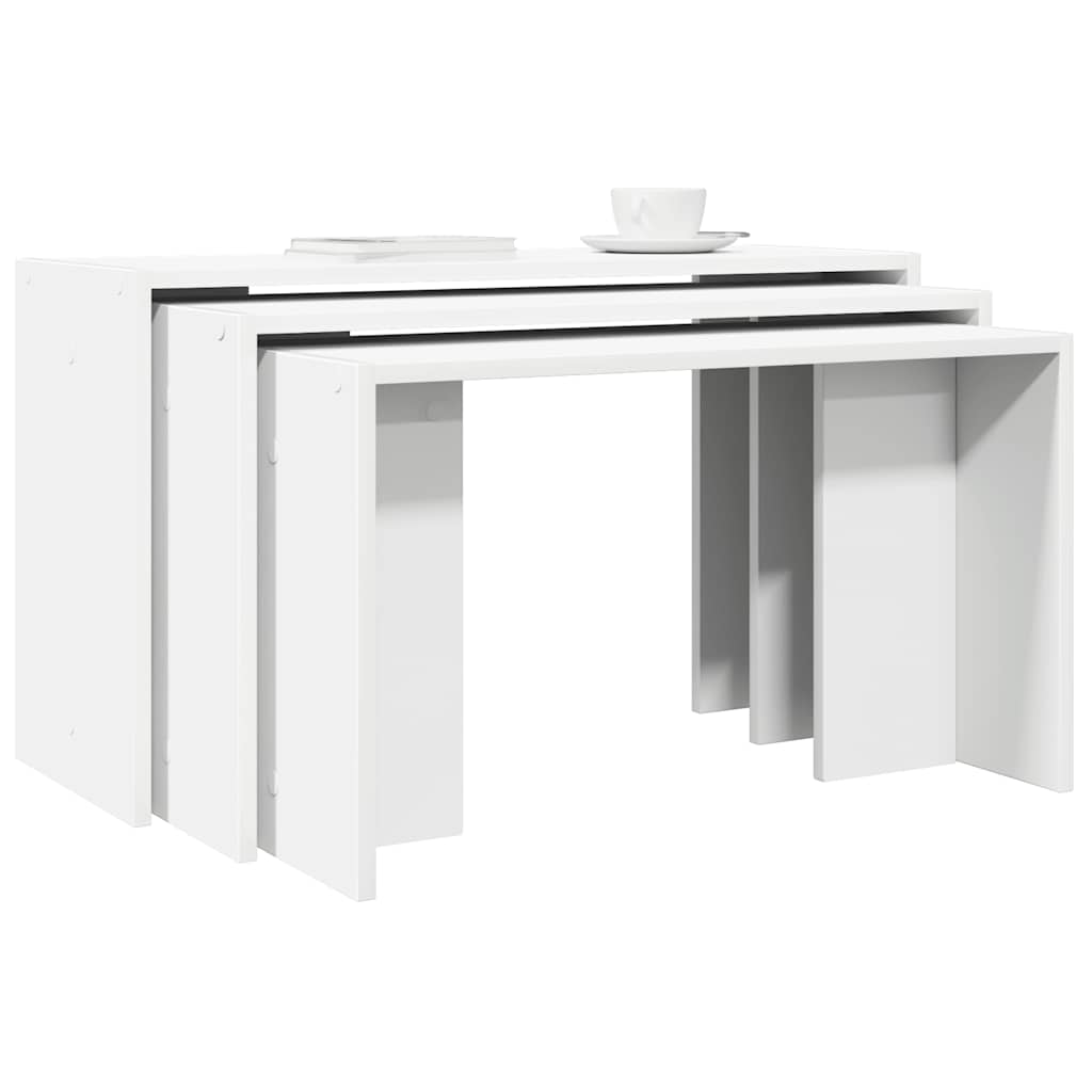 vidaXL Tables gigognes 3 pcs Blanc Bois d'ingénierie