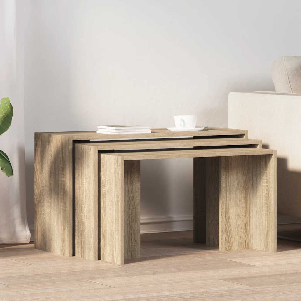vidaXL Tables gigognes 3 pcs Chêne Sonoma Bois d'ingénierie