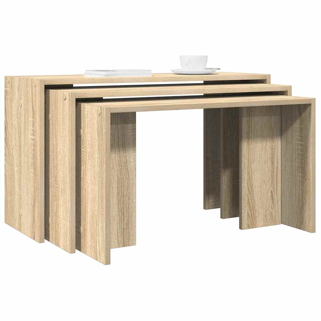 vidaXL Tables gigognes 3 pcs Chêne Sonoma Bois d'ingénierie