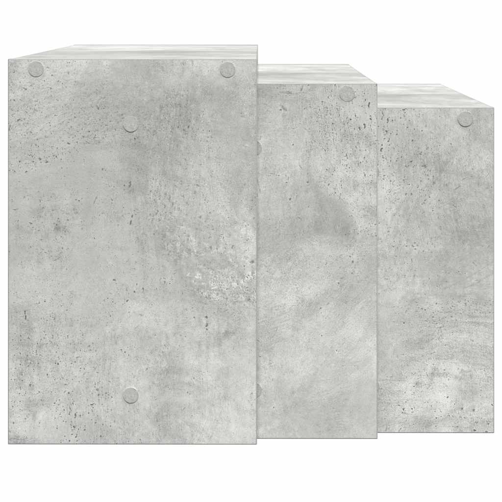 vidaXL Tables gigognes 3 pcs Gris béton Bois d'ingénierie
