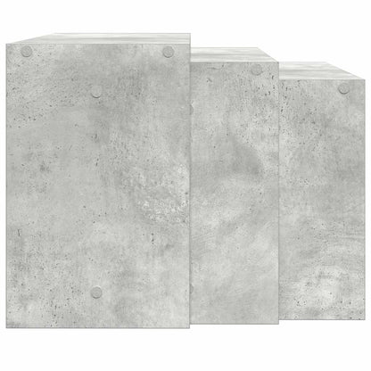vidaXL Tables gigognes 3 pcs Gris béton Bois d'ingénierie