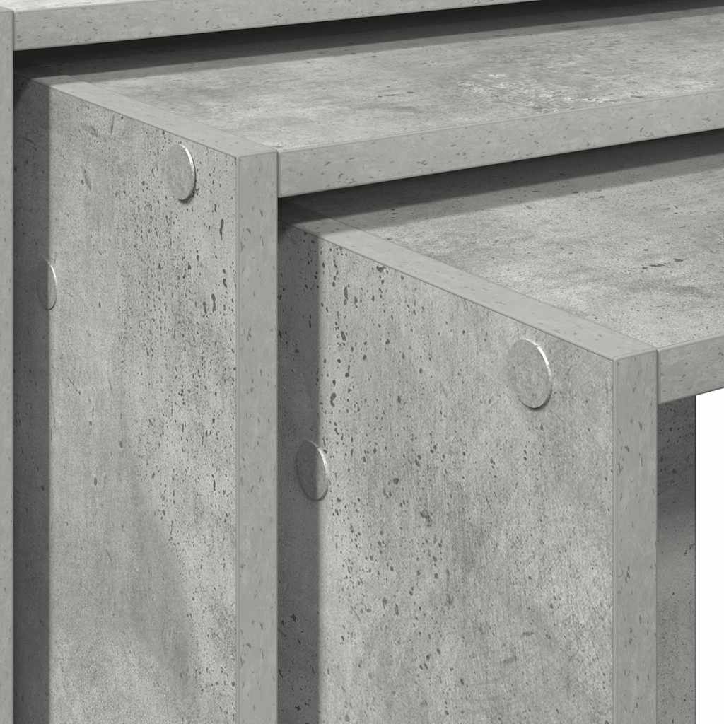 vidaXL Tables gigognes 3 pcs Gris béton Bois d'ingénierie