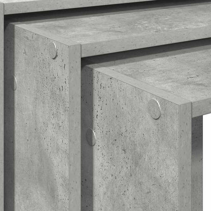 vidaXL Tables gigognes 3 pcs Gris béton Bois d'ingénierie