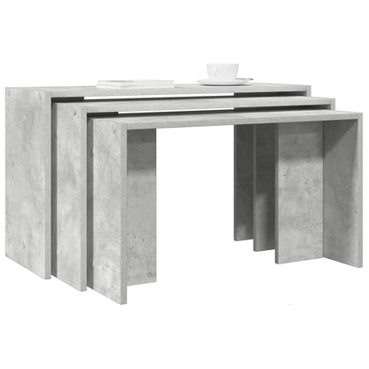 vidaXL Tables gigognes 3 pcs Gris béton Bois d'ingénierie