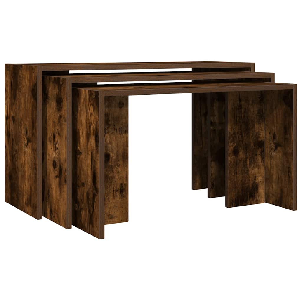 vidaXL Tables gigognes 3 pcs Chêne fumé Bois d'ingénierie