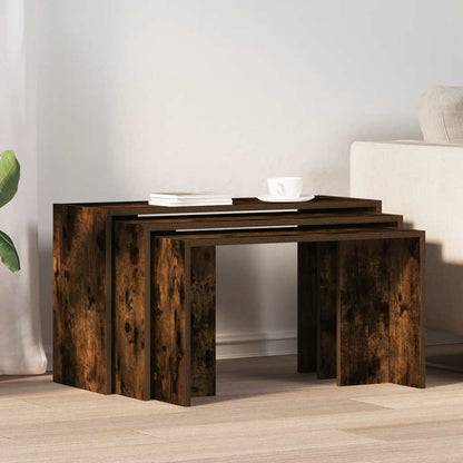 vidaXL Tables gigognes 3 pcs Chêne fumé Bois d'ingénierie