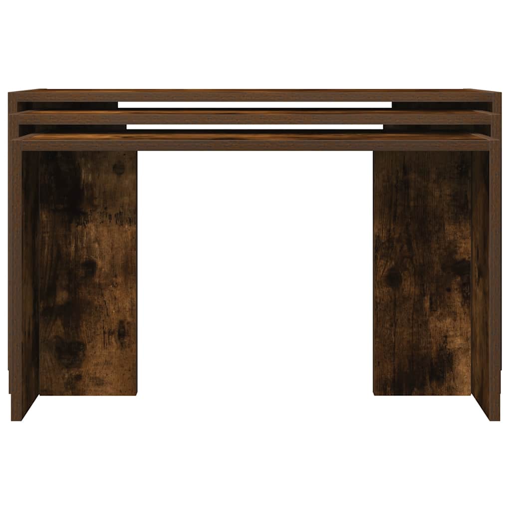 vidaXL Tables gigognes 3 pcs Chêne fumé Bois d'ingénierie