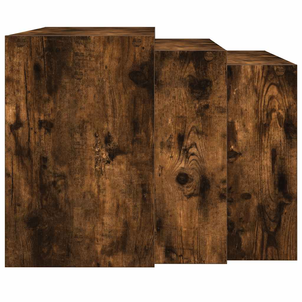 vidaXL Tables gigognes 3 pcs Chêne fumé Bois d'ingénierie