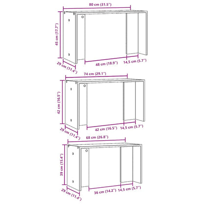 vidaXL Tables gigognes 3 pcs Chêne fumé Bois d'ingénierie