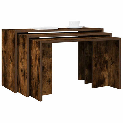 vidaXL Tables gigognes 3 pcs Chêne fumé Bois d'ingénierie