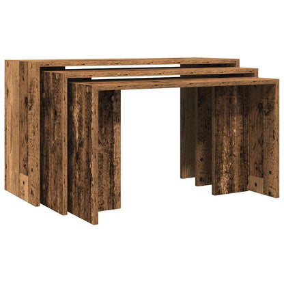 vidaXL Satztische 3 Stk. Altholz-Optik Holzwerkstoff