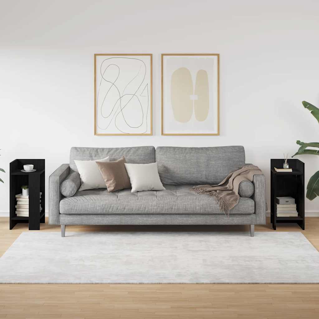 vidaXL Tables d'appoint 2 pcs avec étagère Noir 25,5x27x60 cm