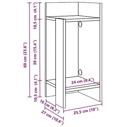 vidaXL Beistelltisch mit Ablage Sonoma-Eiche 25,5x27x60 cm