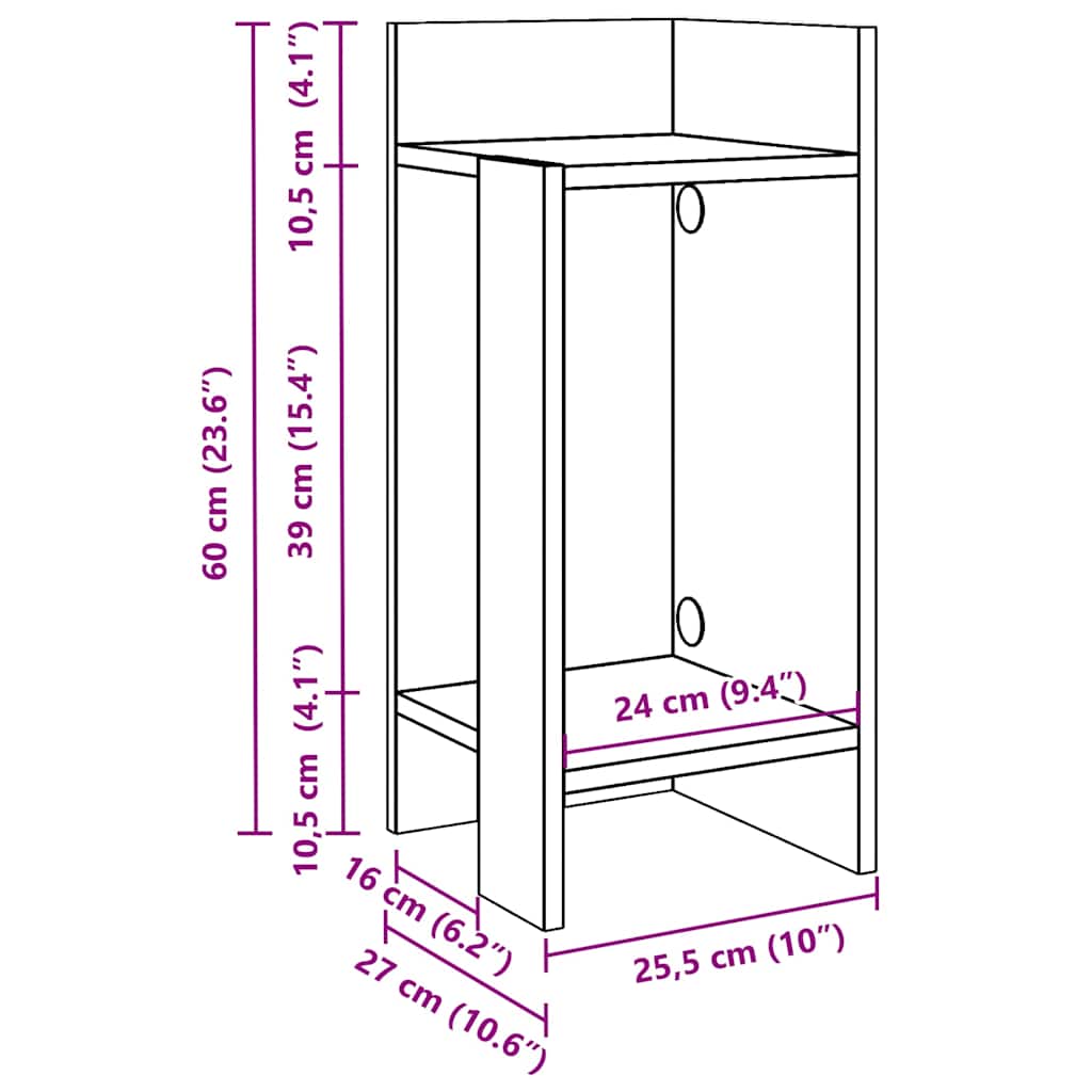 vidaXL Beistelltische 2 Stk. mit Ablage Betongrau 25,5x27x60 cm