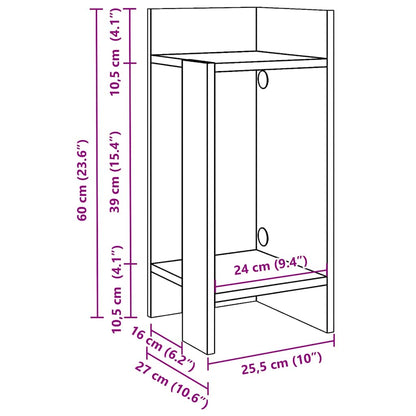 vidaXL Beistelltische 2 Stk. mit Ablage Betongrau 25,5x27x60 cm