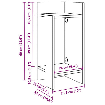 vidaXL Beistelltisch mit Ablage Altholz-Optik 25,5x27x60 cm